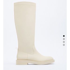 zara rubberized white high boots